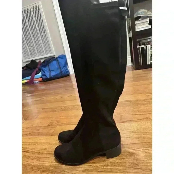 UNISA Boots Womens 9.5 M Gillean Tall Knee High Black Suede Pull On Cuban Heels - Picture 6 of 9